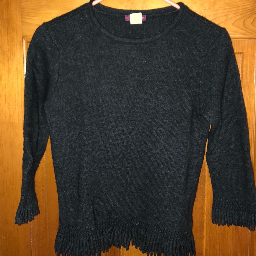 J Crew Lambswool Fringe Sweater Medium